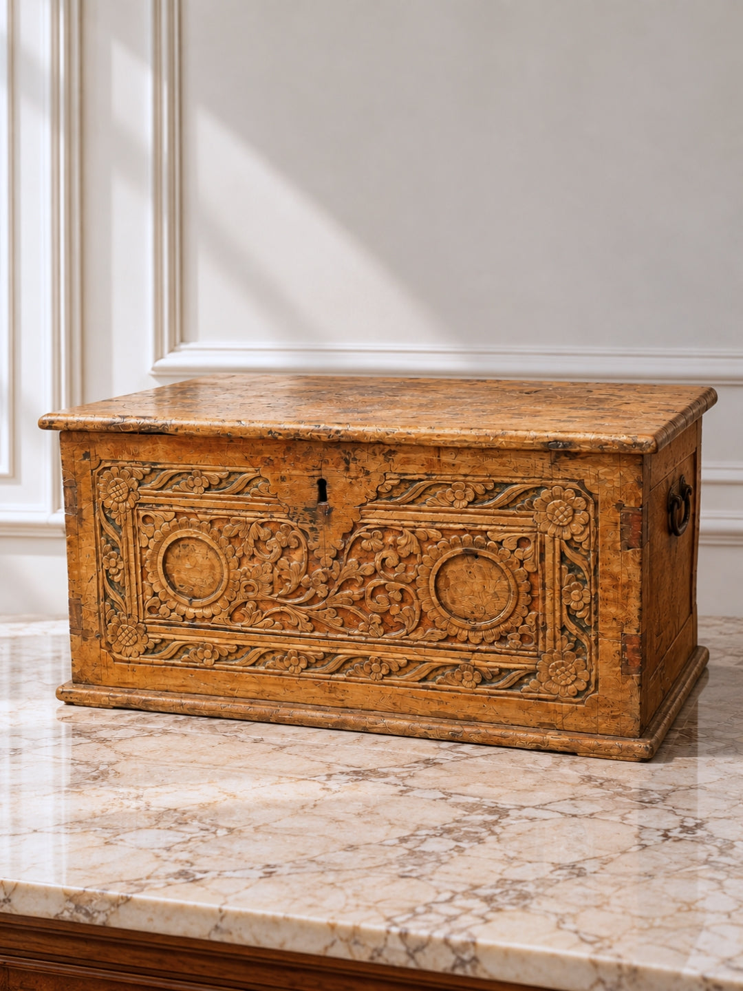 Spanish Baroque Carved Table Chest 18th Century
