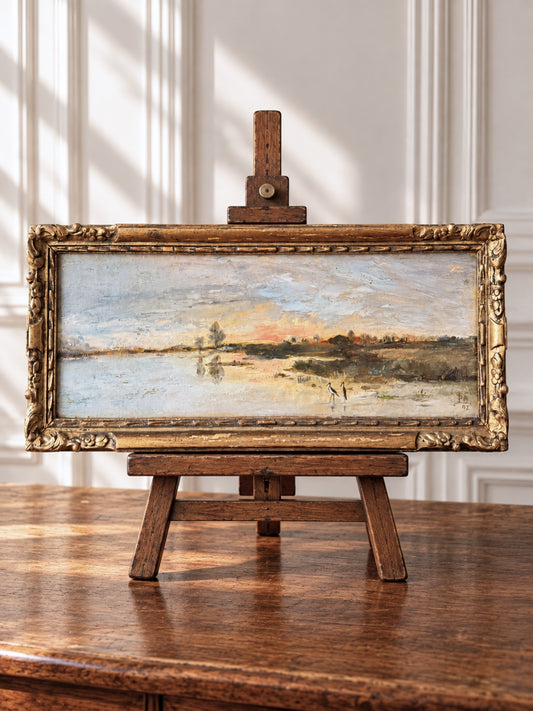 Small Original Oil Painting w/ Bay Scene, Signed & Dated 1897