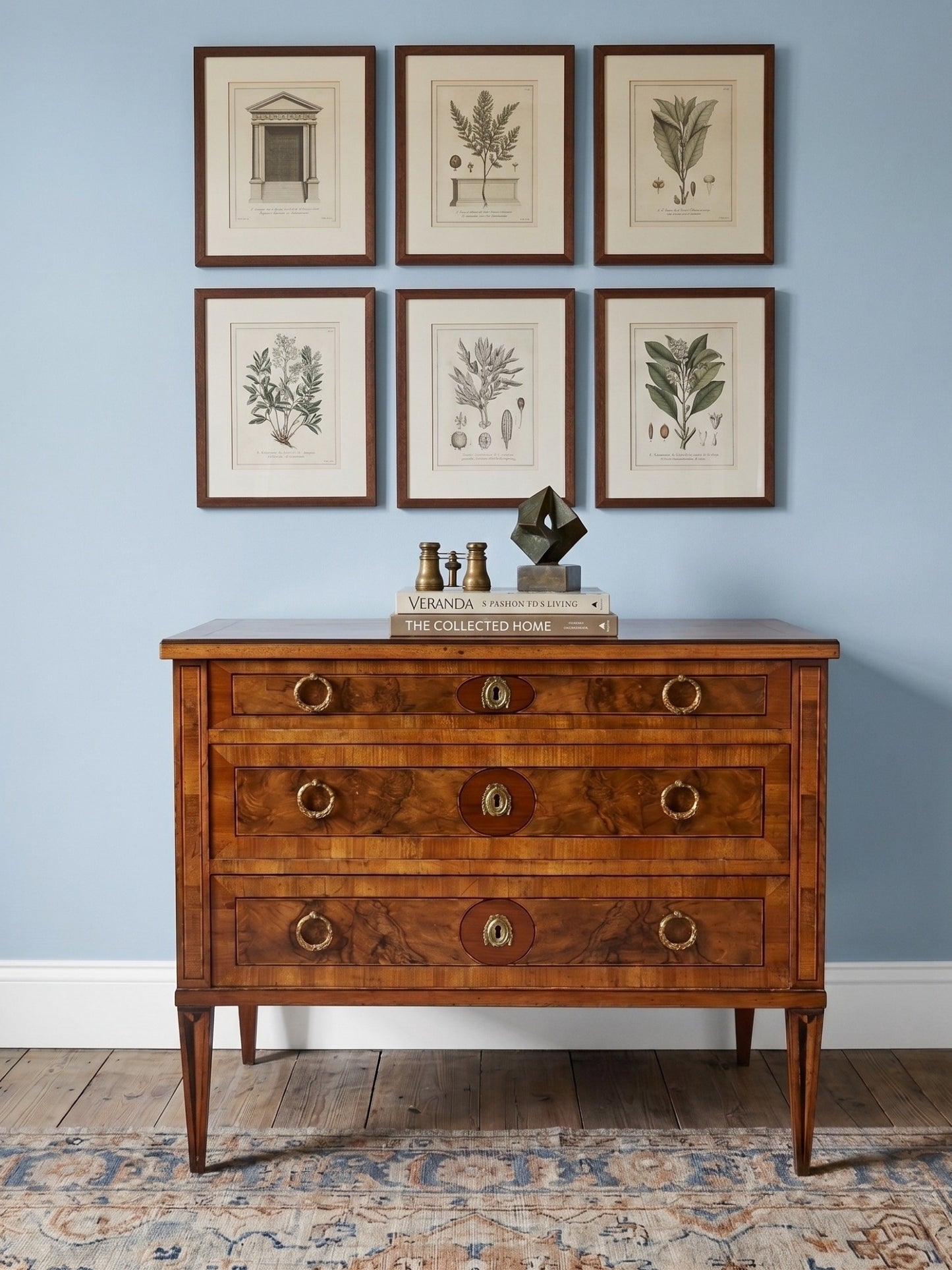 French Louis XVI Neoclassical Walnut Commode w/ Marquetry Inlay