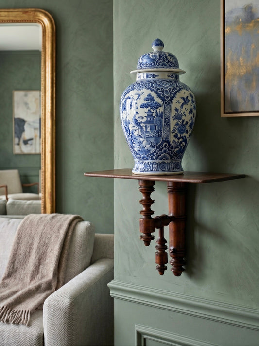 19th-century French wall bracket shelf bamboo