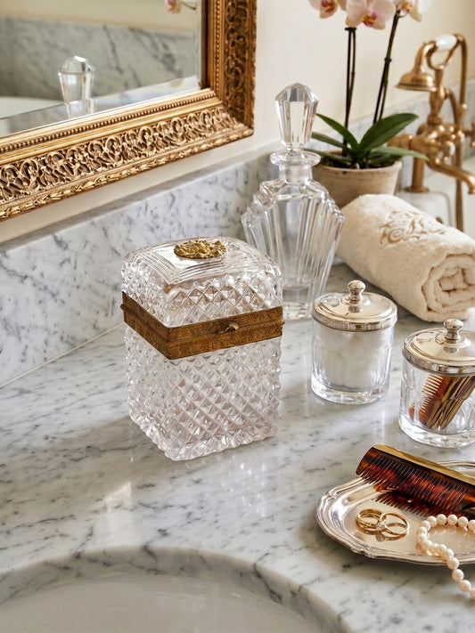 19th-century French Cut Crystal Casket with Ormolu Mounts